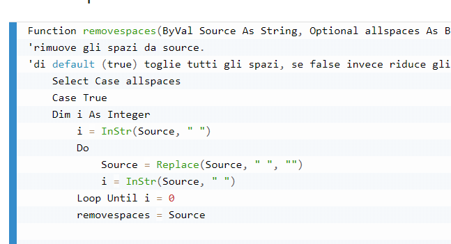 Funzioni Slice e Removespaces