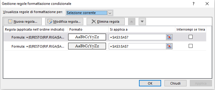 Formattazione condizionale